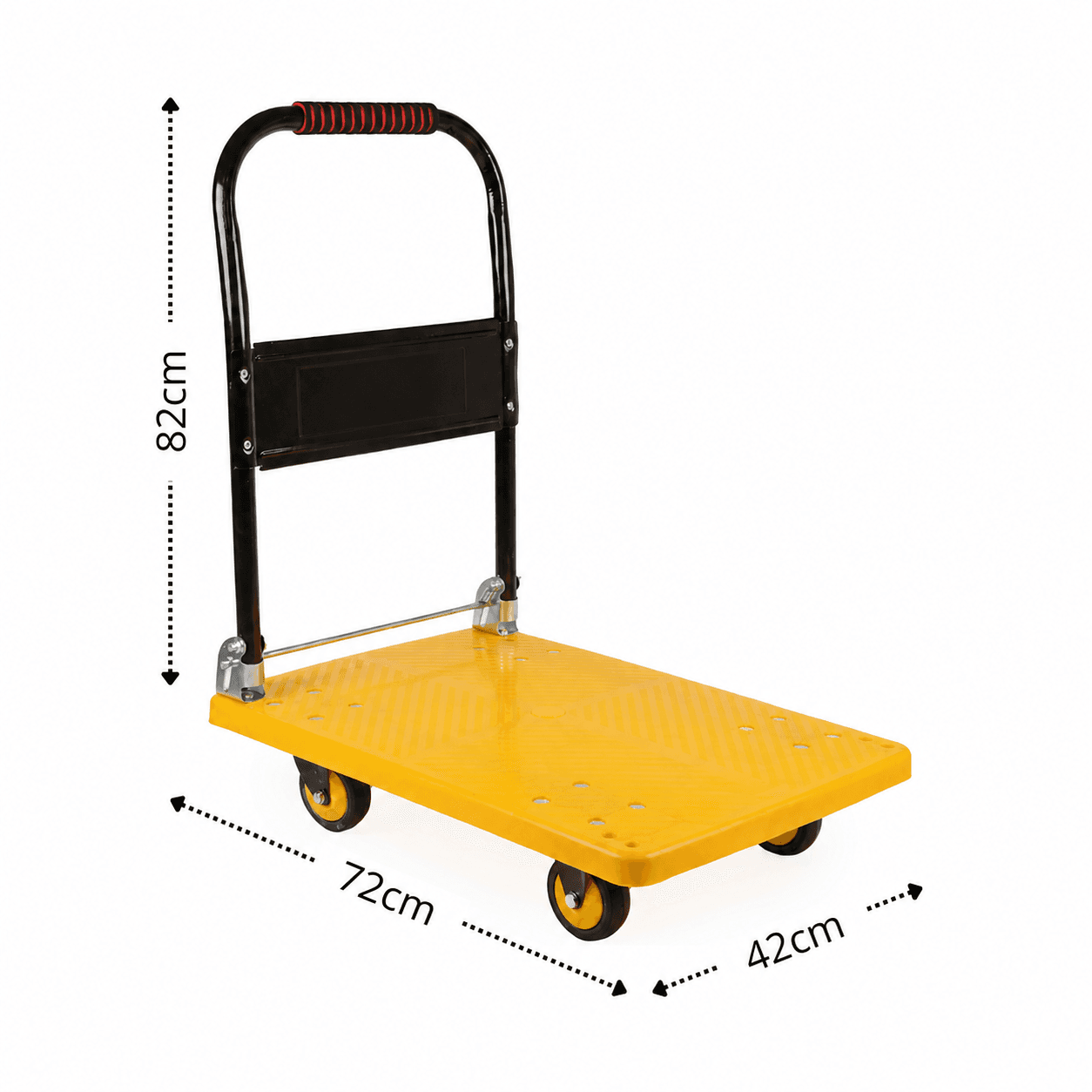 Carrinho Plataforma de Carga Dobrável 150kg em Aço Carbono com Rodas PU