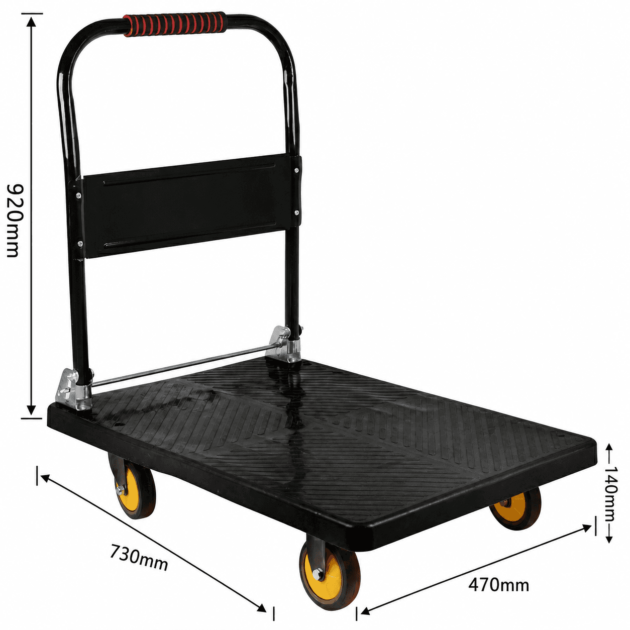 Carrinho Plataforma de Carga Dobrável Industrial 400kg em Aço Carbono com Rodas PU