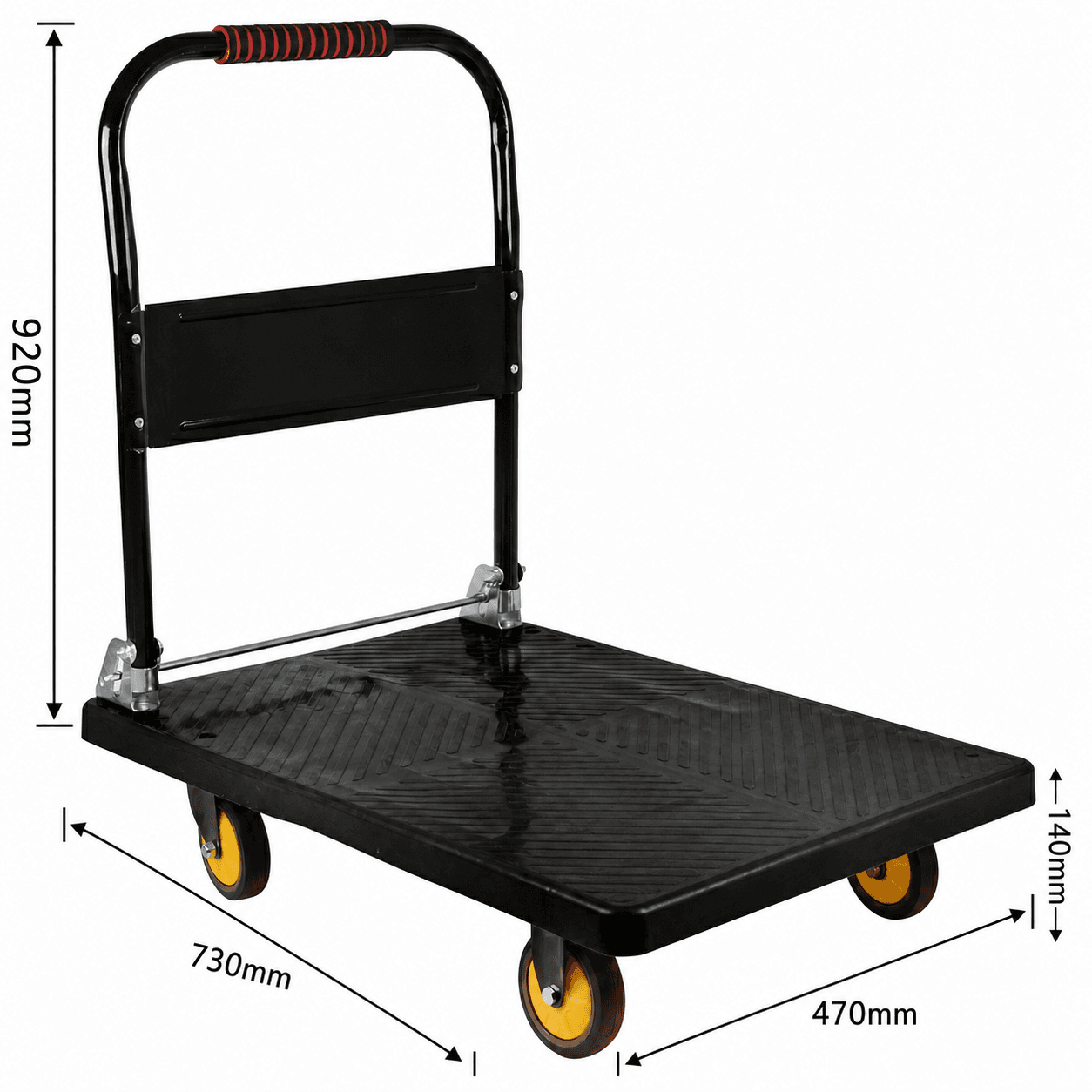 Carrinho Plataforma de Carga Dobrável Industrial 400kg em Aço Carbono com Rodas PU