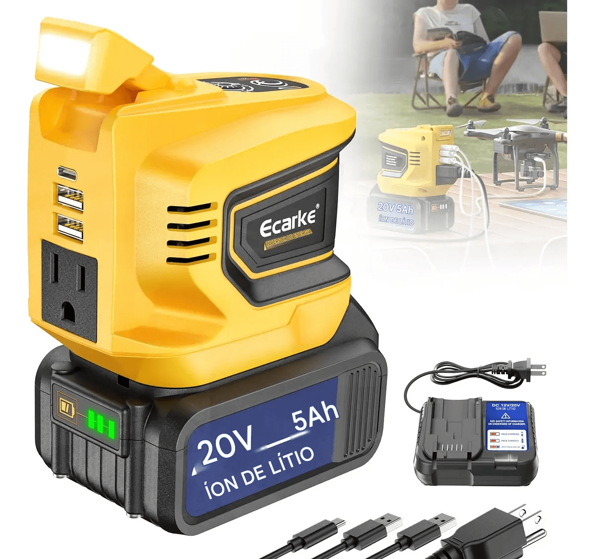 Inversor de Energia Portátil Ecarke 200W
