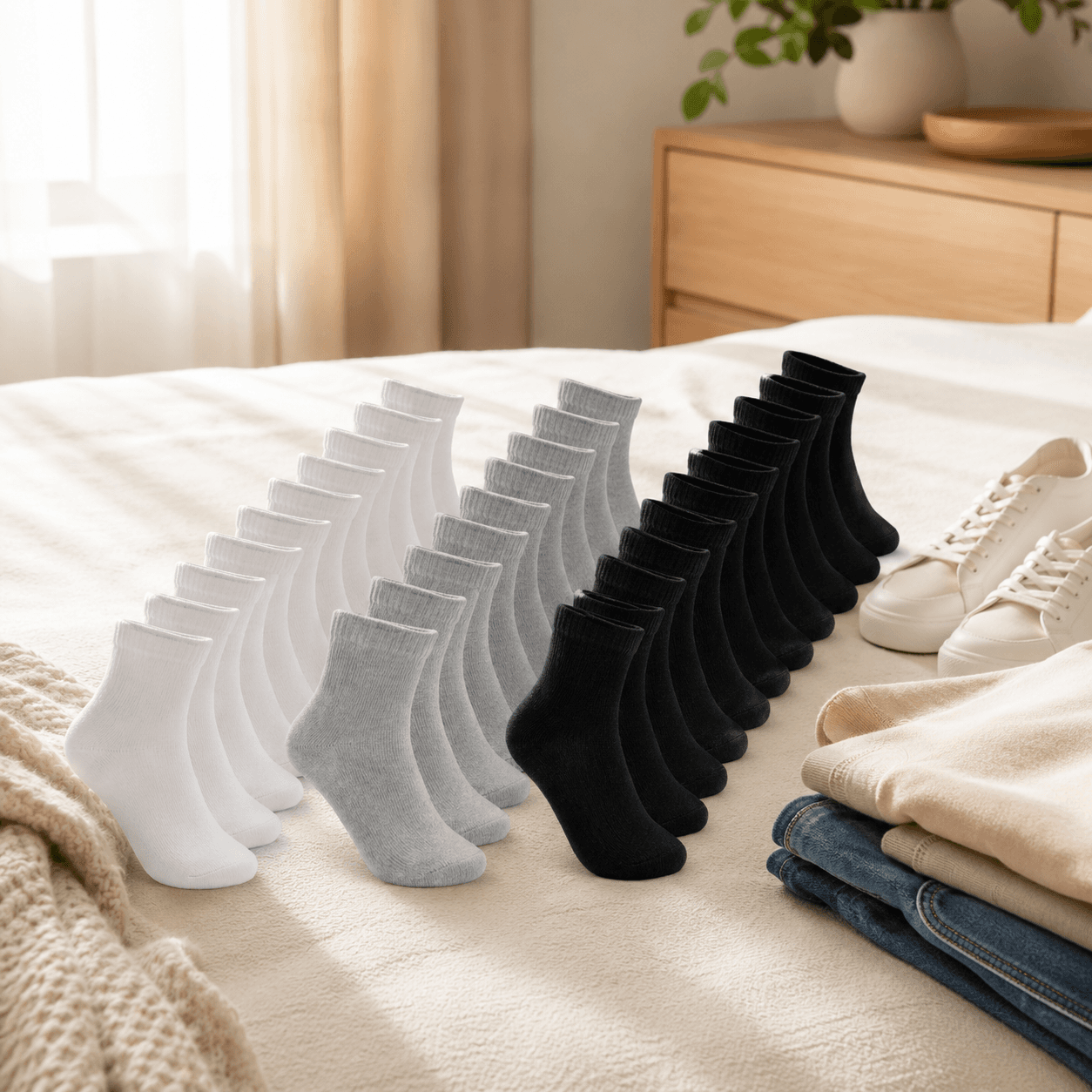 Kit com 24 Meias Médias de Algodão – Conforto e Durabilidade