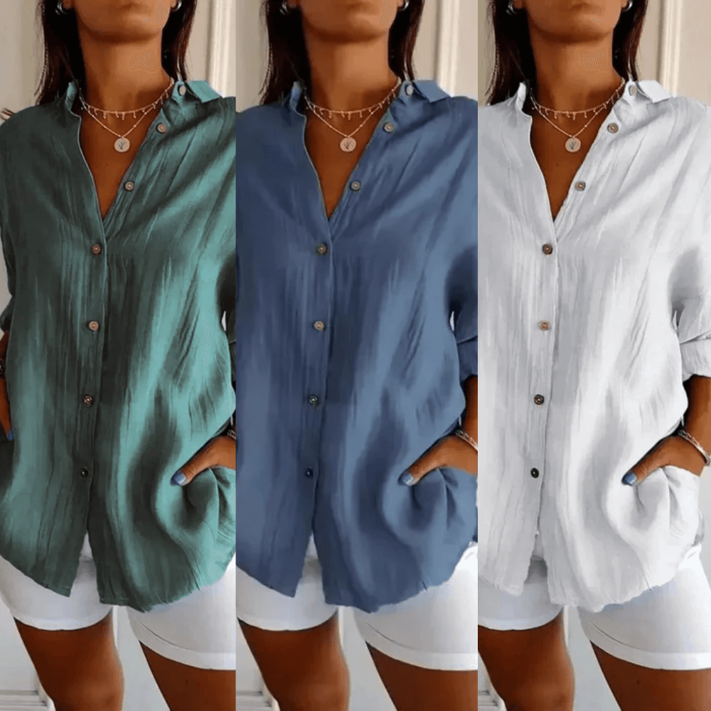 Kit 3 Camisas Ibiza em Linho de Algodão – Design Semi Plissado